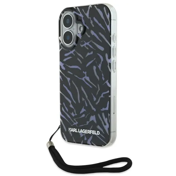 Karl Lagerfeld Husa pentru Apple iPhone 16 Plus, Karl Lagerfeld, Zebra with Cord Strap, Mov
