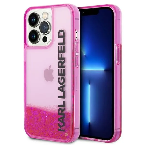 Karl Lagerfeld Husa pentru Apple iPhone 14 Pro Max, Karl Lagerfeld, Liquid Glitter KL Logo, Roz
