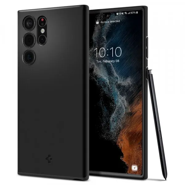 Spigen Husa pentru Samsung Galaxy S22 Ultra 5G S908, Spigen, Thin Fit, Neagra ACS03911