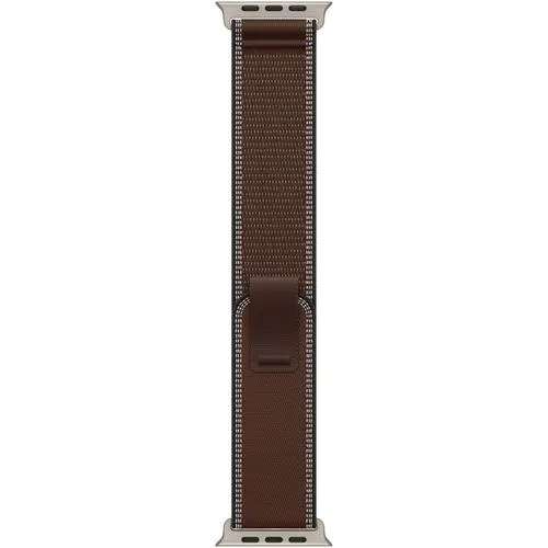 Curea pentru Apple Watch 49mm, Dark Umber Trail Loop, Natural Titanium Finish, S/M