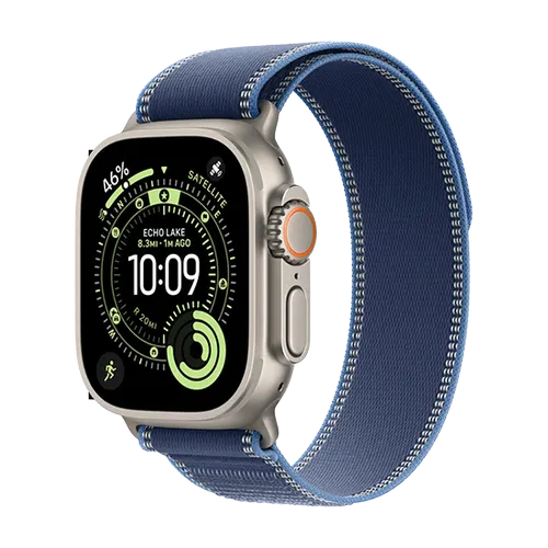Smartwatch Apple Watch Ultra 3, 49mm, GPS + Cellular, Ecran Retina LTPO OLED, Chip S10 cu Procesor Dual-Core, 64GB Flash, Wi-Fi, Bluetooth, NFC, Trail Loop M/L (Albastru)