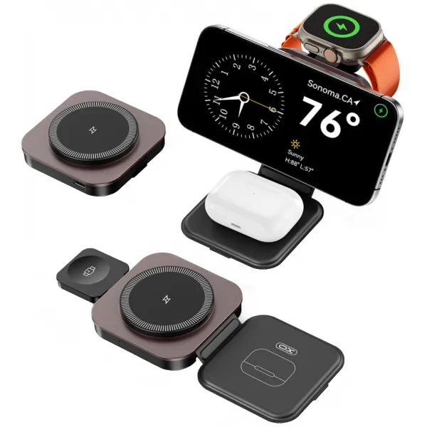 XO Design Incarcator Retea Wireless XO Design CX035 3in1, 15W, 1.67A, Negru