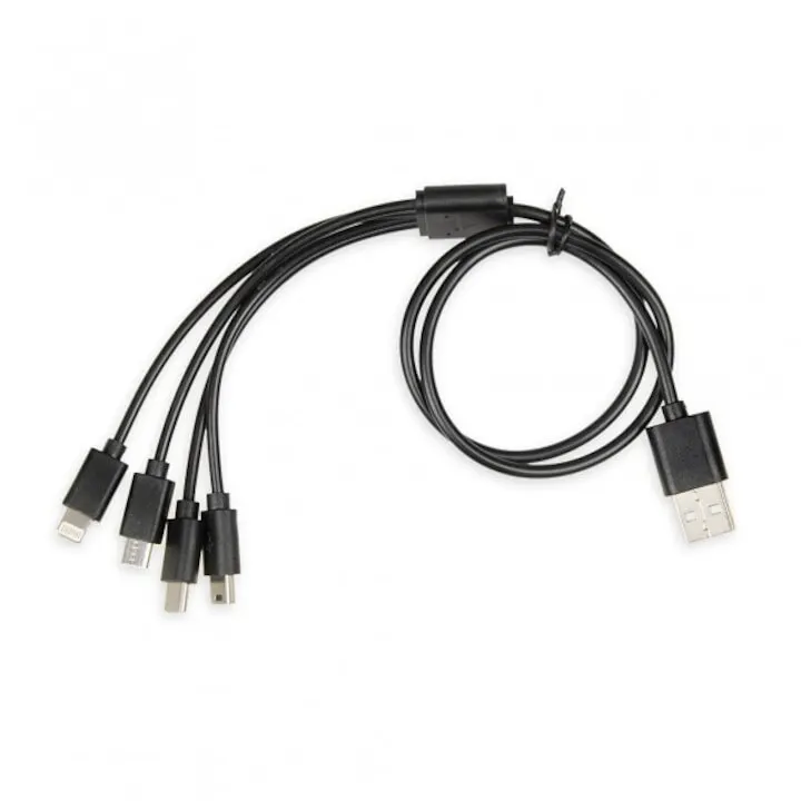 IBOX Cablu USB 4 in 1, iBOX, USB la Micro USB/USB-C/Lightning, 1.2 m, Negru