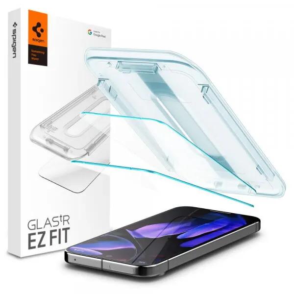 Spigen Folie de protectie Ecran Spigen GlastR EZ FIT pentru Google Pixel 9 / 9 Pro, Sticla Securizata, Full Glue, Set 2 bucati, 2.5D AGL08442