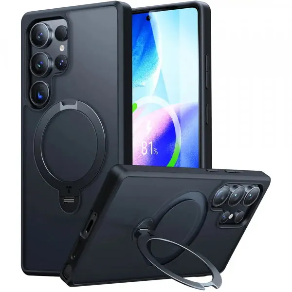 Torras Husa MagSafe pentru Samsung Galaxy S25 Ultra S938, Torras, Ostand Spin, Neagra