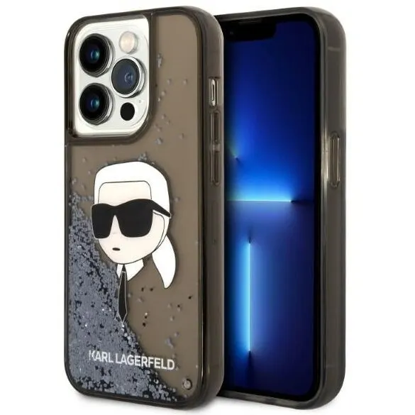 Karl Lagerfeld Husa pentru Apple iPhone 14 Pro Max, Karl Lagerfeld, Glitter Karl's Head, Neagra