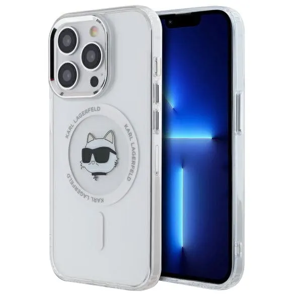 Karl Lagerfeld Husa MagSafe pentru Apple iPhone 13 Pro, Karl Lagerfeld, IML Metal Choupette's Head, Alba