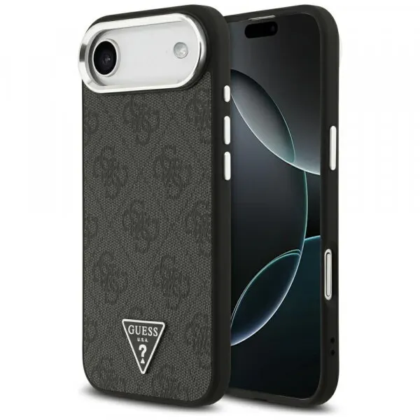 Guess Husa MagSafe pentru Apple iPhone 17 Air, Guess, 4G Triangle Logo, Neagra Argintie