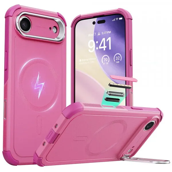 ESR Husa MagSafe pentru Apple iPhone 17 Air, ESR, Cyber Armor Kickstand, Roz