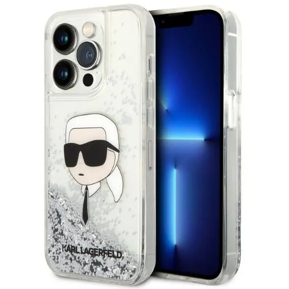Karl Lagerfeld Husa pentru Apple iPhone 14 Pro Max, Karl Lagerfeld, Glitter Karl's Head, Argintie