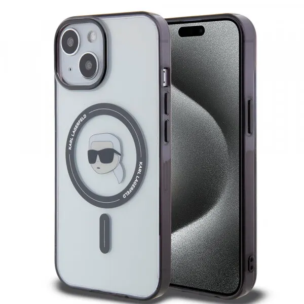 Karl Lagerfeld Husa MagSafe pentru Apple iPhone 15 Plus, Karl Lagerfeld, IML Karl's Head, Transparenta