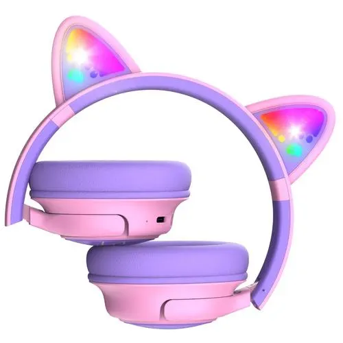 Casti pentru copii PowerLocus Wireless Bobo Cat Ears (Mov/Roz)