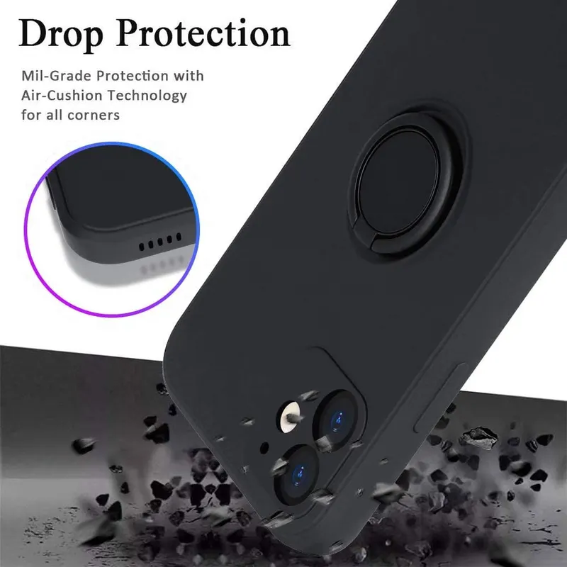 Flippy, Husa protectie Flippy compatibila cu Apple iPhone 12 Mini Liquid Silicone Ring cu suport ro