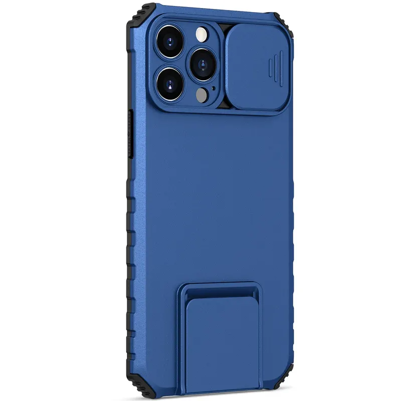Samsung, Husa Defender cu Stand pentru Samsung Galaxy S21 FE, Albastru, Suport reglabil, Antisoc