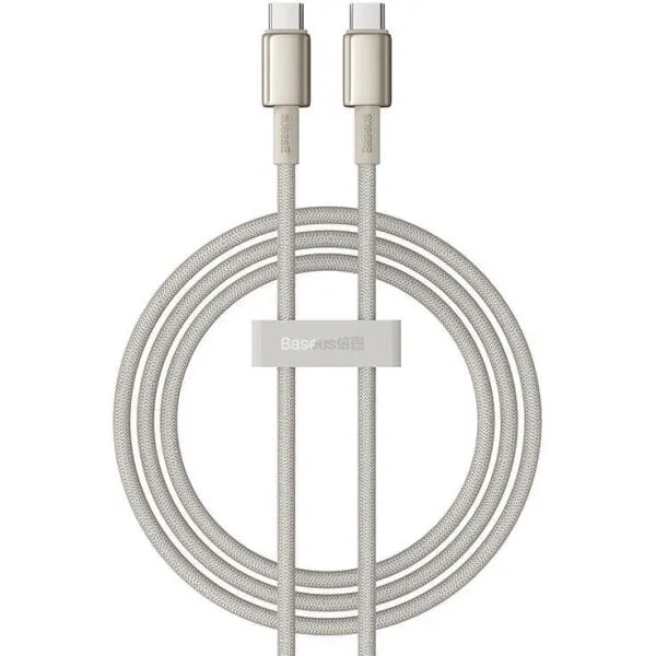BASEUS Cablu de date USB-C la USB-C Baseus Tungsten Gold, 100W, 1m, auriu