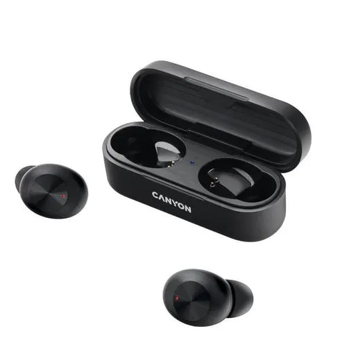 Casti True Wireless Canyon CNE-CBTHS1B, Bluetooth, Rezistent la apa, Microfon (Negru)