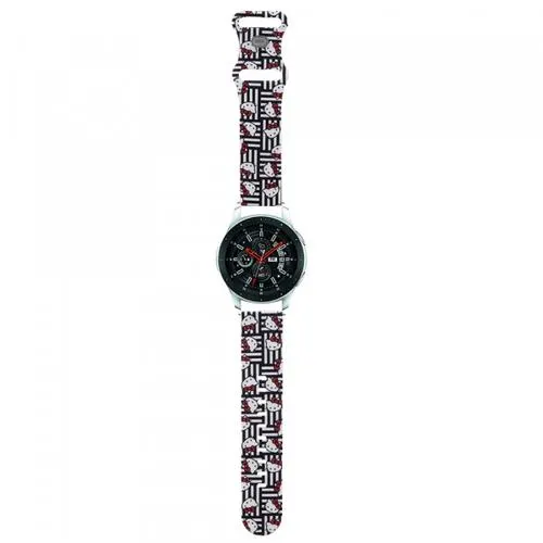 Curea Hello Kitty Silicone Kitty Heads & Stripes pentru Samsung Galaxy Watch / Huawei Watch Series (Negru)
