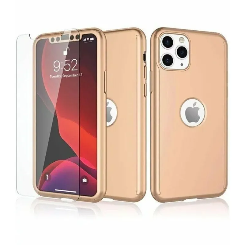 Flippy, Husa de protectie Flippy compatibila cu Apple iPhone 12 Pro Max Full Cover 360 Auriu + Foli