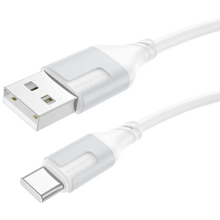 Borofone CABLU alimentare si date Borofone BX101, Fast Charging Data Cable pt. smartphone, USB la USB Type-C 3A, 1m, Alb