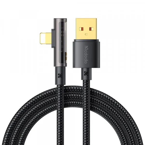 Mcdodo Cablu Date si Incarcare USB-A - Lightning McDodo CA-3510 Angled, 18W, 1.2m, Negru