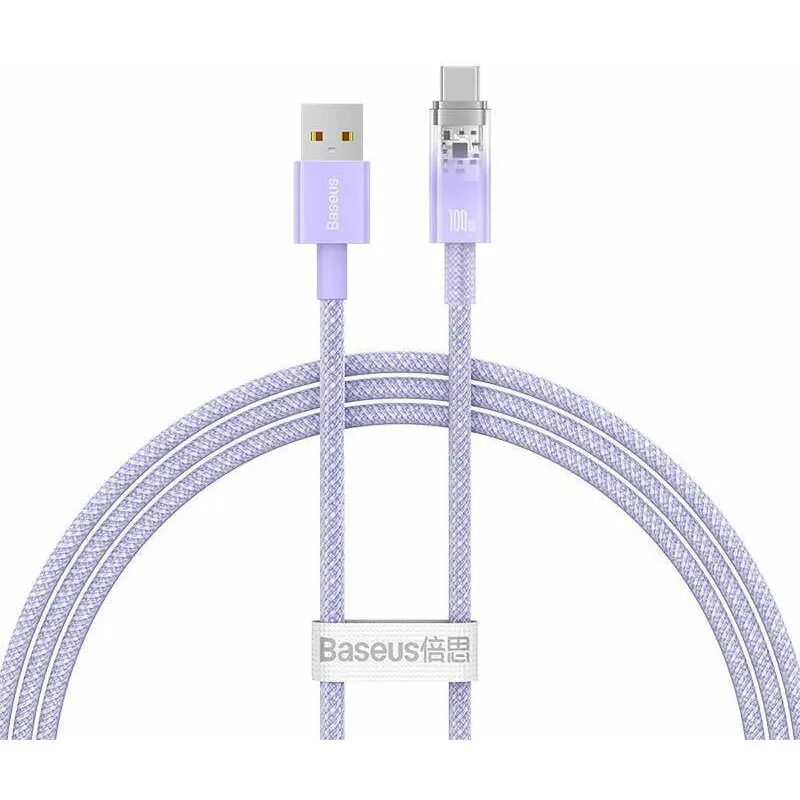 BASEUS Cablu Baseus Explorer, USB la USB-C, 100W, 6A, Quick Charge, 1m, Violet