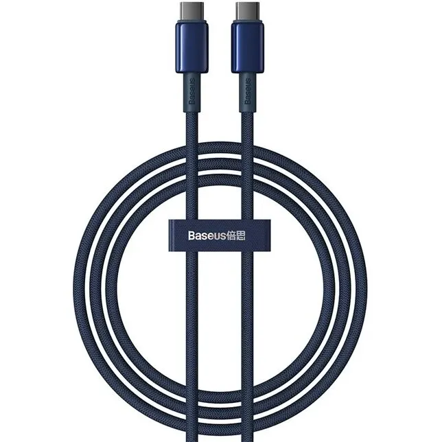 BASEUS CABLU alimentare si date Baseus Tungsten, Fast Charging Data Cable pt. smartphone, USB Type-C la USB Type-C 100W, 1m, albastru