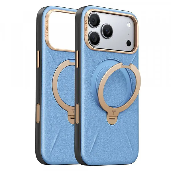 Torras Husa MagSafe pentru Apple iPhone 18 Pro / 17 Pro, Torras, QPRO Leather, Albastra