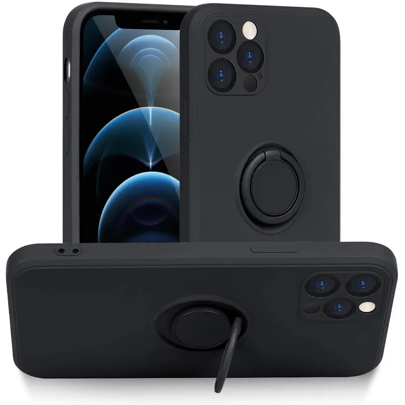 Flippy, Husa protectie Flippy compatibila cu Apple iPhone 12 Pro Max Liquid Silicone Ring cu suport