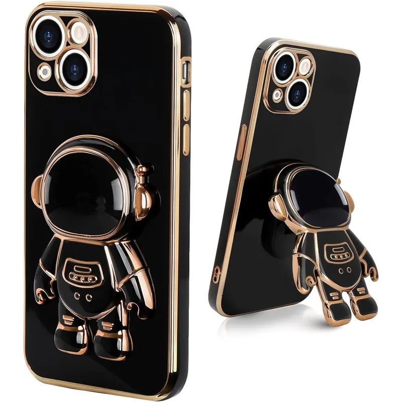Husa de Protectie TPU 2in1, Flippy, pentru Apple iPhone 15 Plus, Astronaut cu Suport, Antisoc, Rezistenta la Impact
