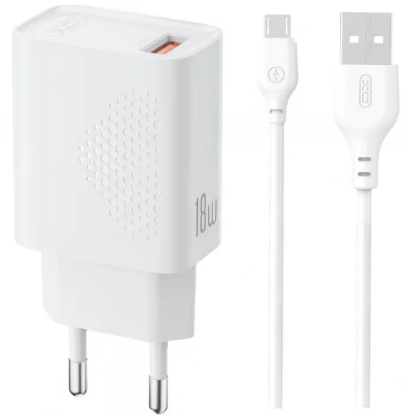 XO Design Incarcator Retea Cu Cablu microUSB XO Design L159, 18W, 3A, 1 x USB-A, Alb