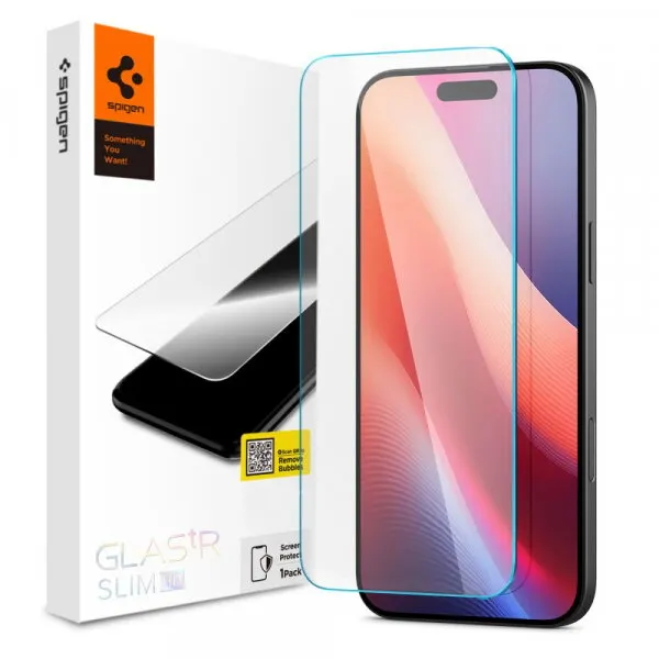 Spigen Folie de protectie Ecran Spigen GlastrR Slim HD pentru Apple iPhone 16 Pro, Sticla Securizata, Full Glue, 2.5D AGL07937