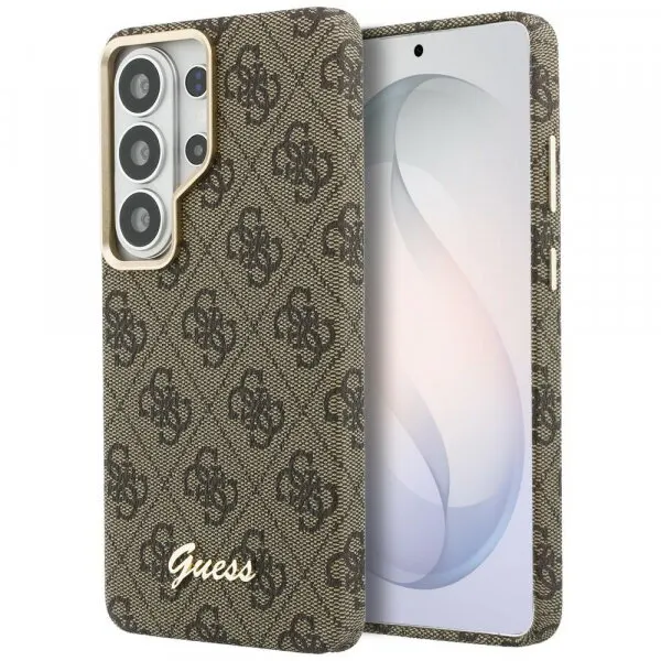 Guess Husa MagSafe pentru Samsung Galaxy S26 S942, Guess, 4G Script Logo, Maro