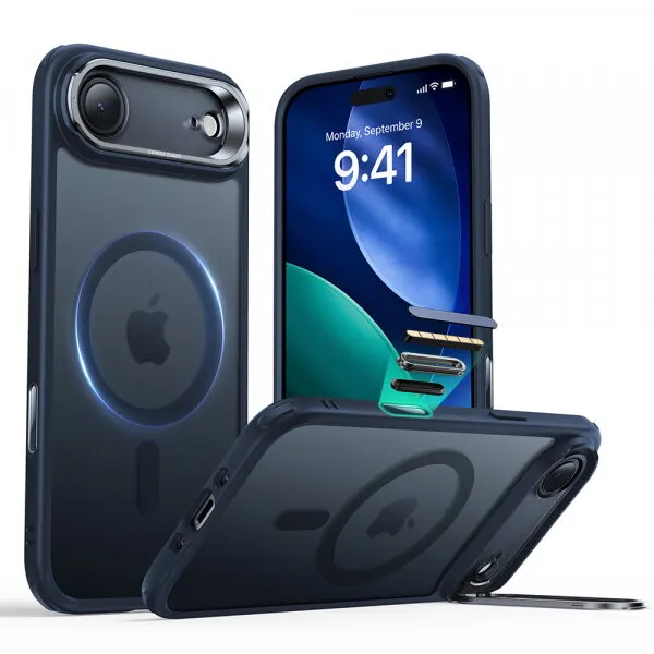 ESR Husa MagSafe pentru Apple iPhone 17 Air, ESR, Classic Hybrid Kickstand, Albastra Satinata