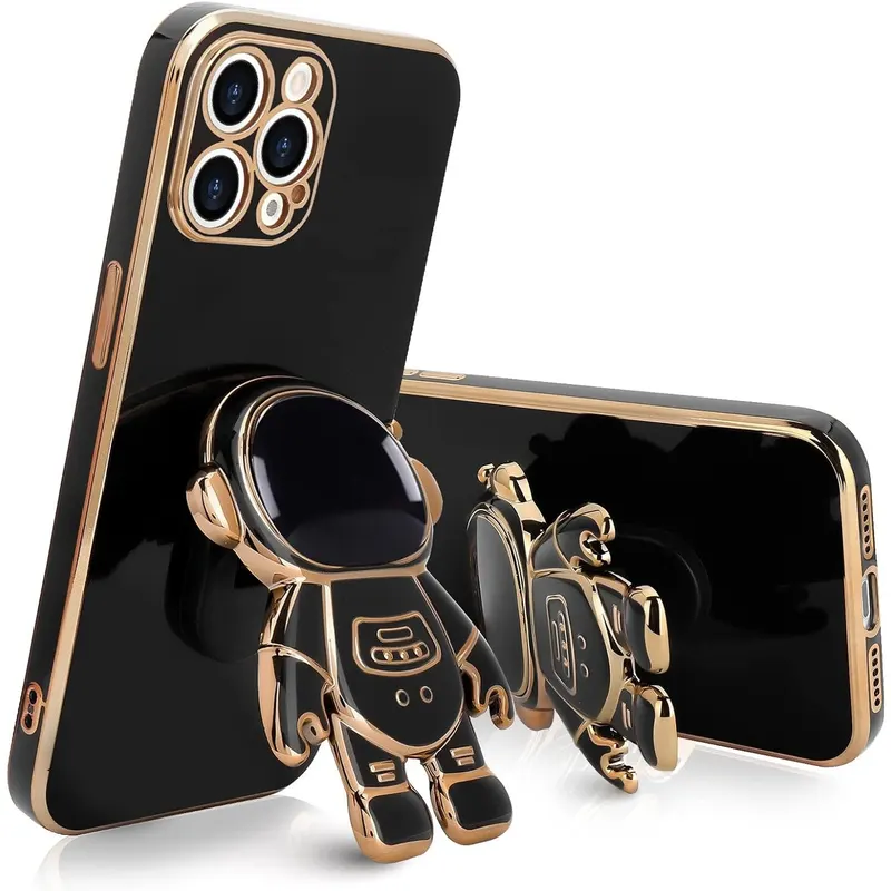 Husa de Protectie TPU 2in1, Flippy, pentru Apple iPhone 15 Pro, Astronaut cu Suport, Antisoc, Rezistenta la Impact