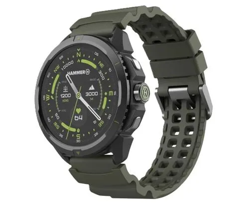 Smartwatch MyPhone HAMMER Watch 2 Military Edition, Ecran AMOLED 1.5inch, Rezistent la apa 5 ATM, GPS, Bluetooth (Verde)