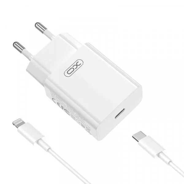 XO Design Incarcator Retea Cu Cablu Lightning XO Design L126, 20W, 3A, 1 x USB-C, Alb