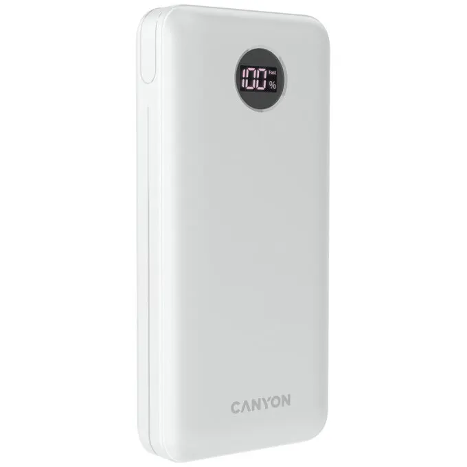 Canyon Acumulator Extern Canyon PB-2002, 20000 mAh, 2x USB-A, 1x USB Type-C, PD, 20W, Alb