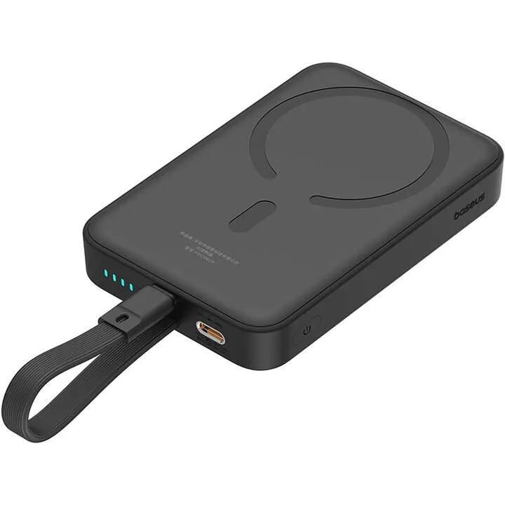 BASEUS Baterie externa portabila Baseus Magnetic Mini, Incarcare Wireless, Fast Charge 20W, 10000 mAh, Cablu USB-C inclus, Negru