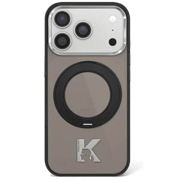 Karl Lagerfeld Husa MagSafe pentru Apple iPhone 18 Pro Max / 17 Pro Max, Karl Lagerfeld, IML Ring Stand Kameo Metal, Neagra