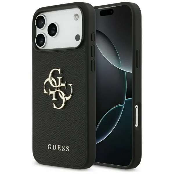 Guess Husa pentru Apple iPhone 17 Pro Max, Guess, 4G Grained Big and Classic Logo, Neagra