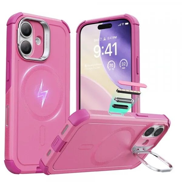 ESR Husa MagSafe pentru Apple iPhone 17, ESR, Cyber Armor Kickstand, Roz