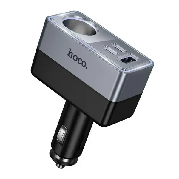 HOCO Incarcator Auto HOCO Z65A, 165W, 3A, 1 x Extensie Bricheta - 1 x USB-A - 2 x USB-C, Negru