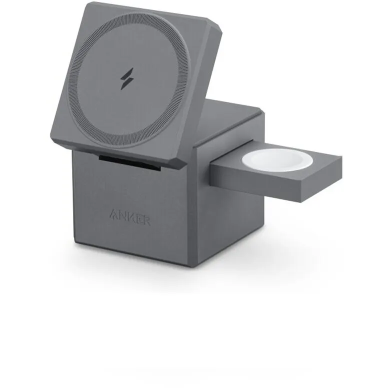 Anker Incarcator wireless magnetic Anker 3-in-1 Cube MagSafe, 15W, Fast Charging, Pliabil, Negru