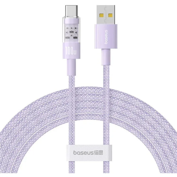 BASEUS CABLU alimentare si date Baseus Gem, Fast Charging Data Cable pt. smartphone, USB la USB Type-C 100W, 1m, Mov P10373002511-00