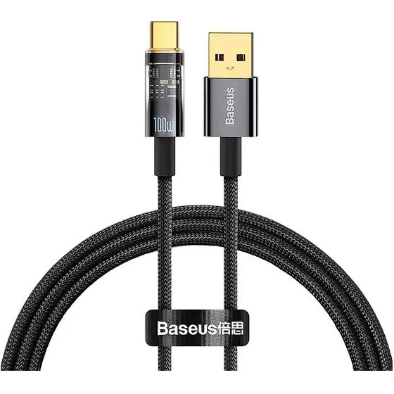 BASEUS Cablu Baseus Explorer, USB la USB-C, 100W, Fast Charging, 1m, Negru