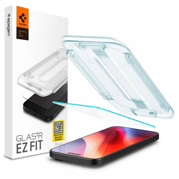 Spigen Folie de protectie Ecran Spigen GlastR EZ FIT pentru Apple iPhone 16 Pro, Sticla Securizata, Full Glue AGL07935