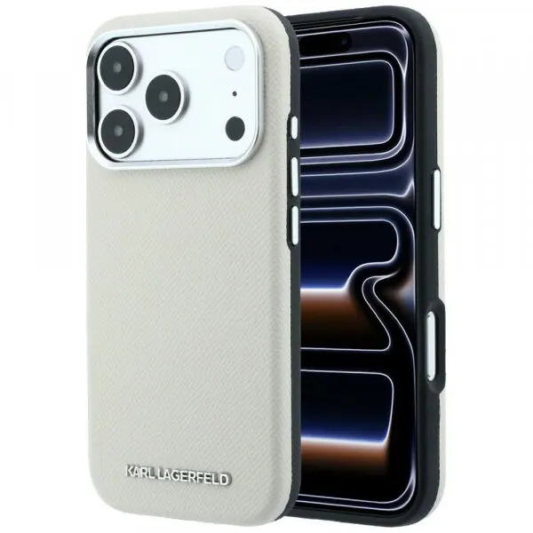 Karl Lagerfeld Husa MagSafe pentru Apple iPhone 18 Pro Max / 17 Pro Max, Karl Lagerfeld, Grained Elongated Logo, Bej