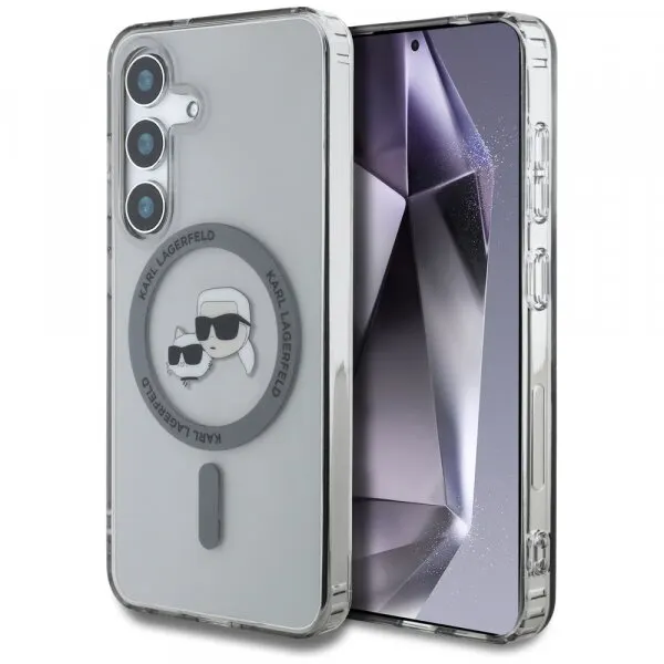 Karl Lagerfeld Husa MagSafe pentru Samsung Galaxy S25 S931, Karl Lagerfeld, IML Metal Karl & Choupette's Heads, Neagra