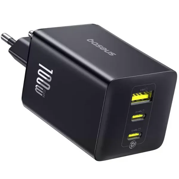 BASEUS Incarcator Retea Baseus EnerFill FE11, 100W, 5A, 1 x USB-A - 2 x USB-C, Gri P10182102123