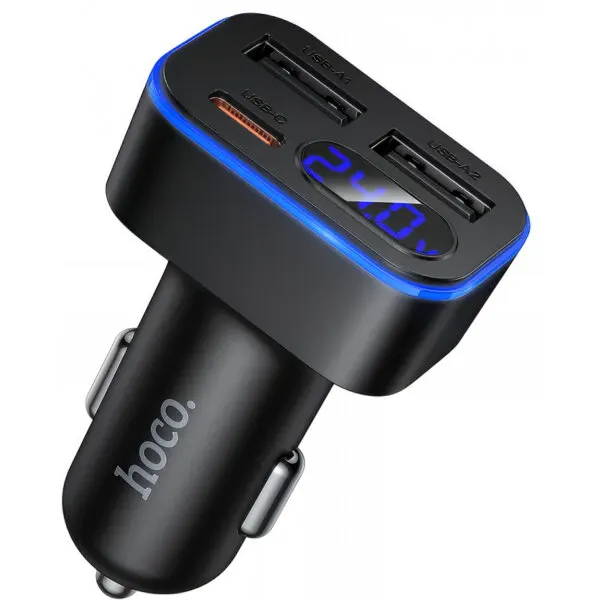 HOCO Incarcator Auto HOCO Z63A Display, 42W, 3A, 1 x USB-C - 2 x USB-A, Negru